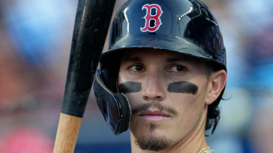 Jarren Duran Focused At Bat Wallpaper