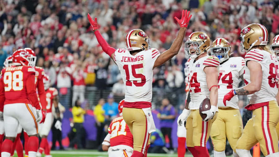 Jauan Jennings Celebration During Football Game Wallpaper