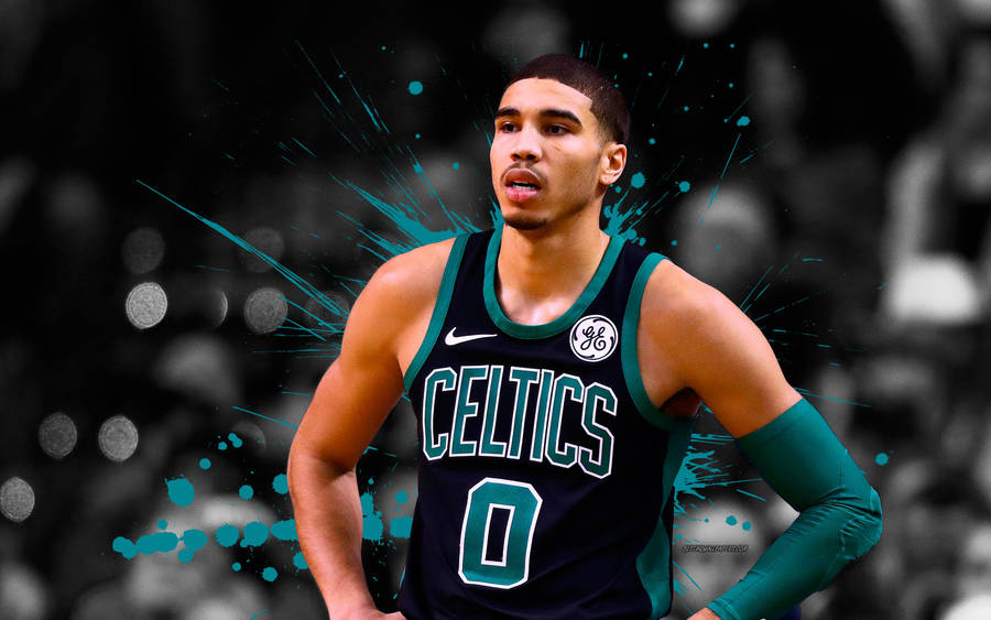 Jayson Tatum Green Paint Nba Desktop Wallpaper