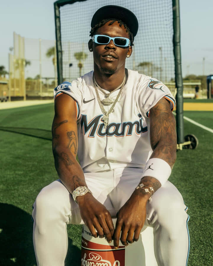 Jazz Chisholm Miami Marlins Style Wallpaper