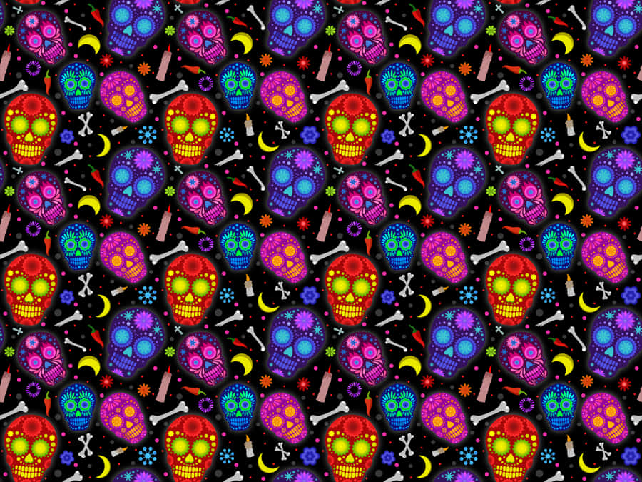 Jazz Up Your Look With A Colorful Sugar Skull Phone Wallpaper