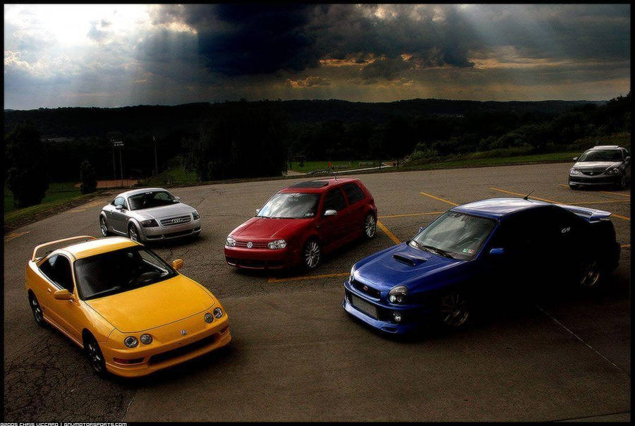 Jdm Cars At Parking Lot Wallpaper