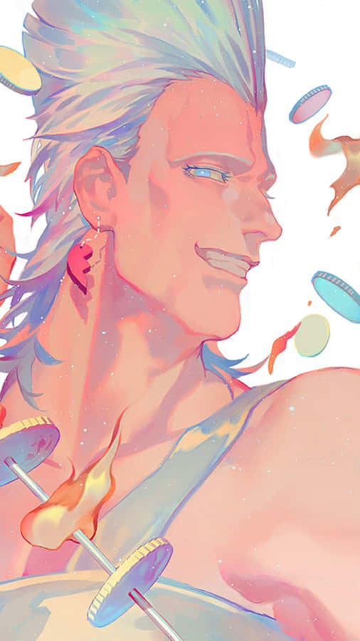 Jean Pierre Polnareff Striking A Heroic Pose In A Stunning Artwork Wallpaper