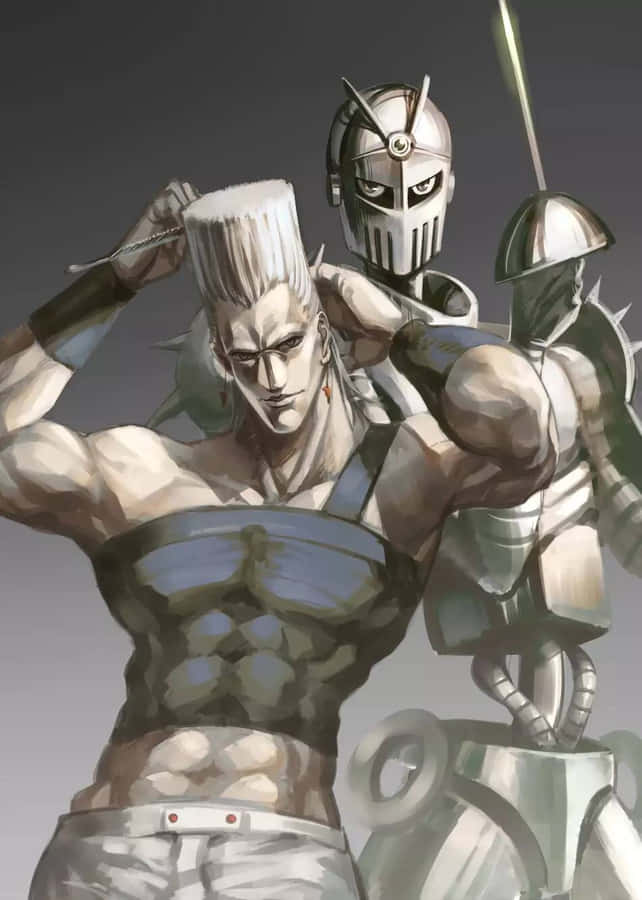 Jean Pierre Polnareff Striking A Pose In His Iconic Outfit Wallpaper