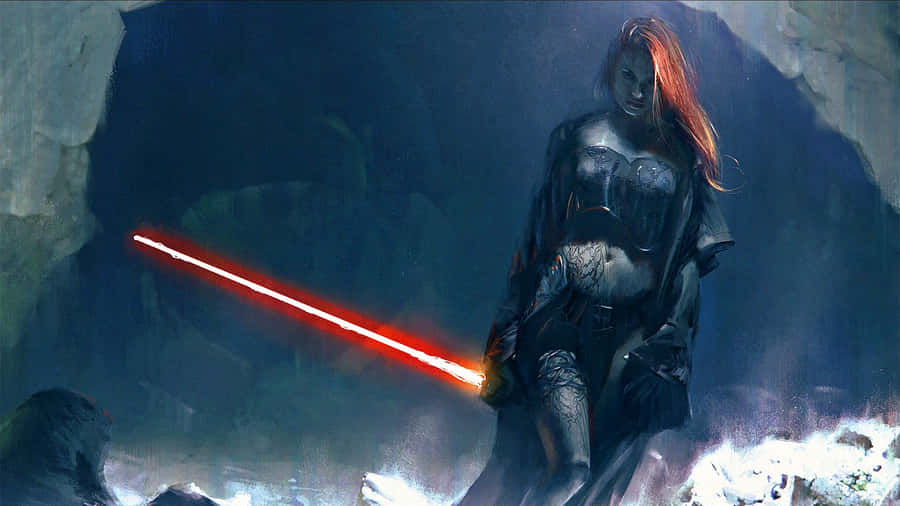 Jedi Knight Wielding A Lightsaber Wallpaper