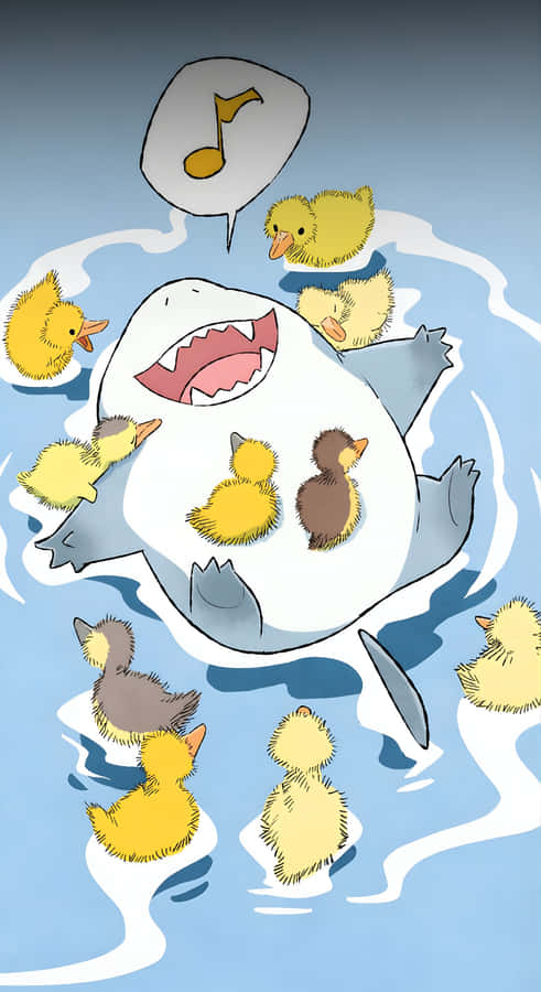 Jeff The Land Shark And Ducklings Wallpaper