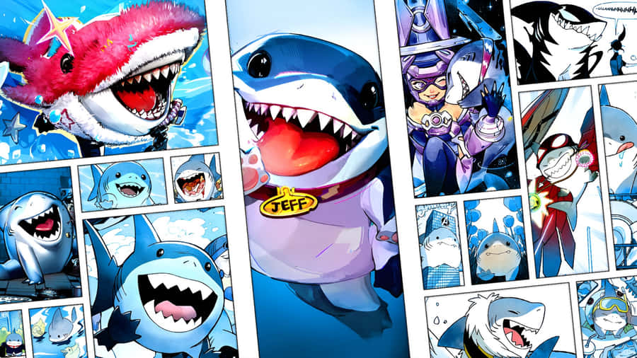 Jeff The Land Shark Comic Panels Wallpaper