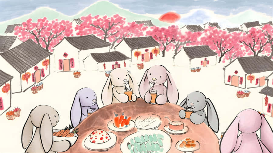 Jellycat Bunny Family Gathering Wallpaper