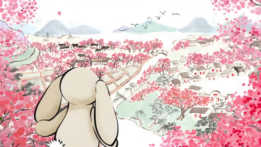 Jellycat Bunny In Cherry Blossoms Wallpaper