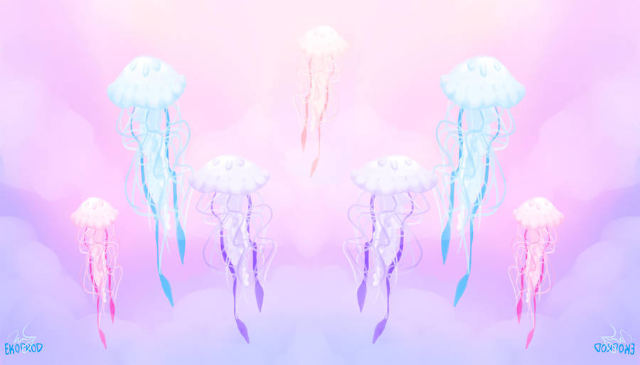 Jellyfish In Pastel Gore Art Wallpaper