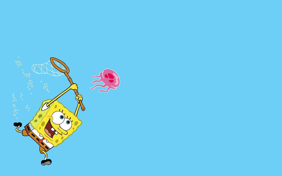 Jellyfishing Cute Spongebob Squarepants Wallpaper