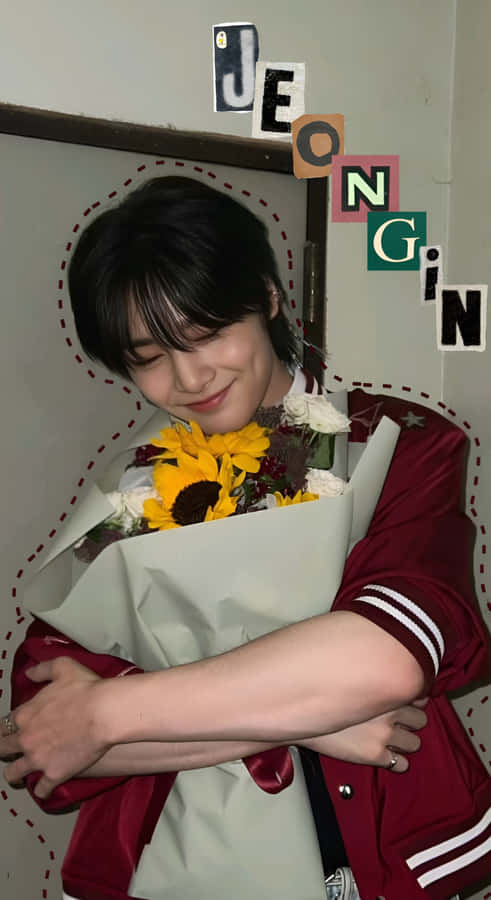 Jeongin Stray Kids Flower Hug Wallpaper