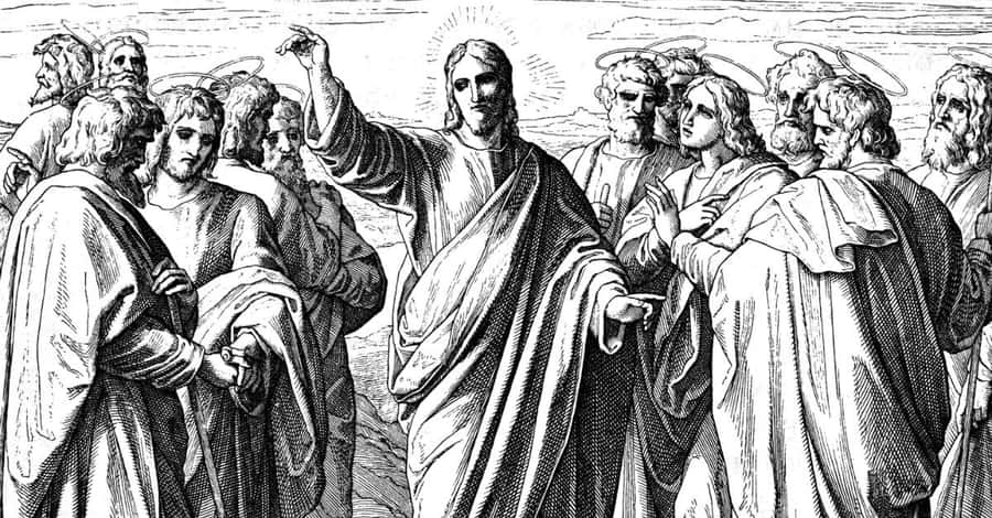 Jesus And His Disciples Gathered At The Last Supper Wallpaper