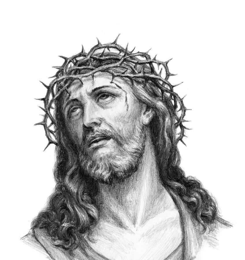 Jesus Christ Wearing Crown Of Thorns Wallpaper