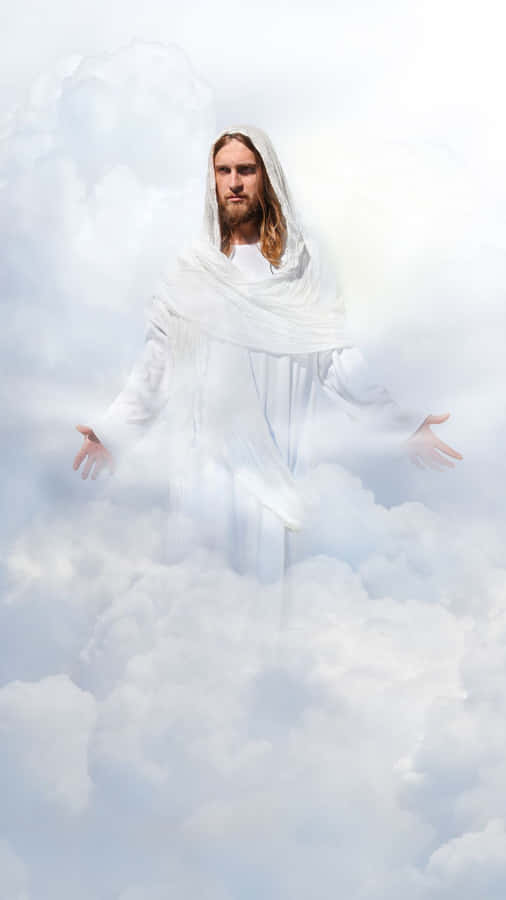Jesus In Heaven Raising His Hands Wallpaper