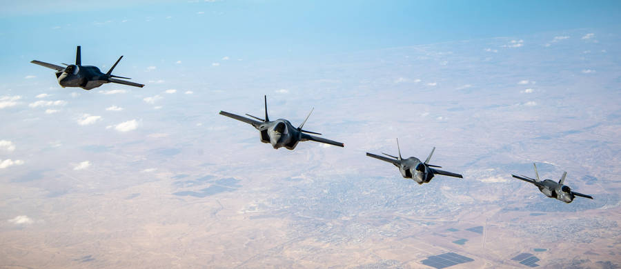 Jet Fighter In Line Wallpaper