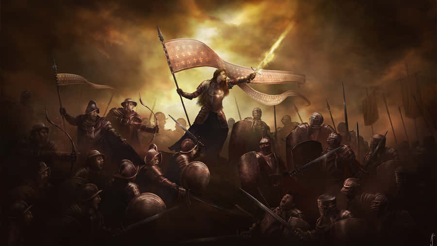 Joan Of Arc Leading Battle Wallpaper