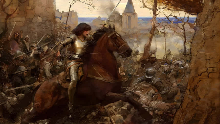 Joan Of Arc Leading Battle Wallpaper