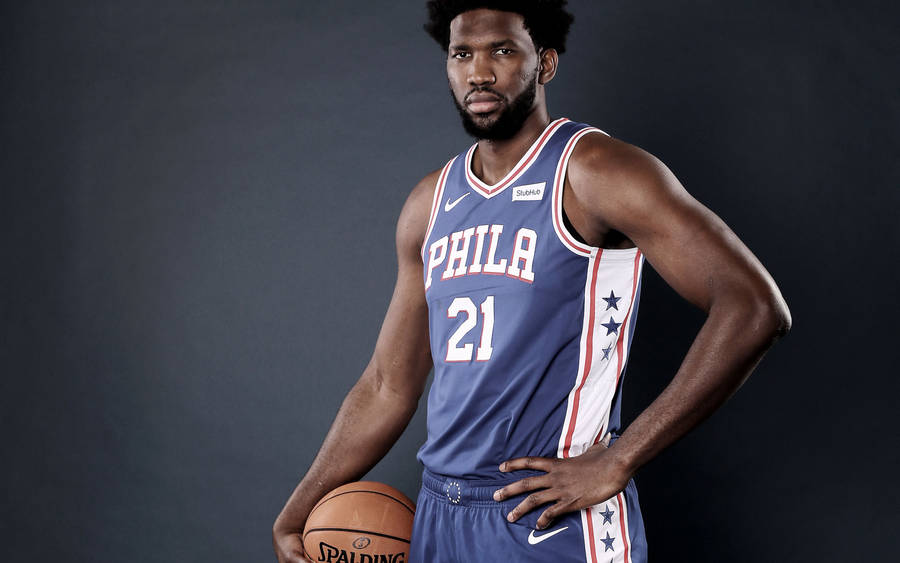Joel Embiid In Dark Grey Wallpaper