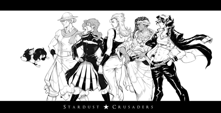 Joestar Group On Their Journey In Stardust Crusaders Wallpaper