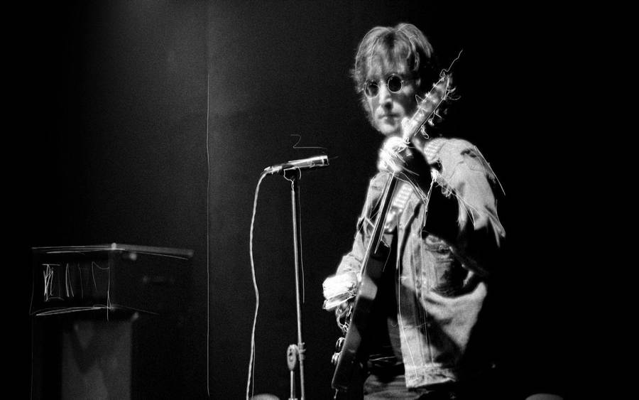 John Lennon Playing Electric Guitar Wallpaper