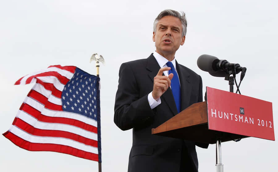 Jon Huntsman With Hand Gesture Wallpaper