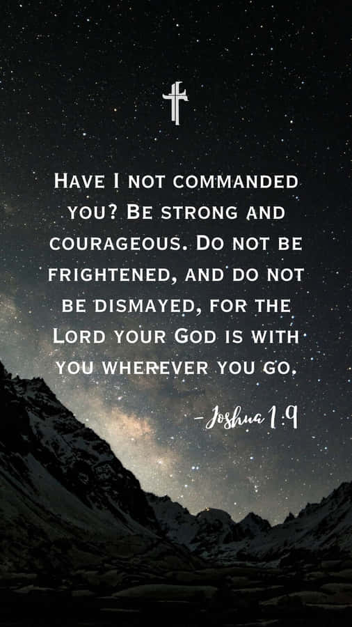 Joshua19 Inspirational Verse Starry Mountain Backdrop Wallpaper
