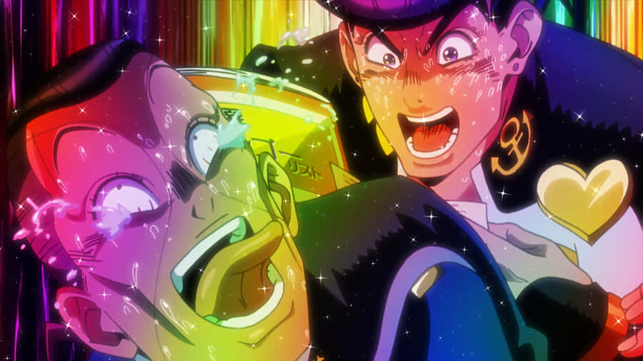 Josuke Higashikata Striking A Pose In Front Of His Stand, Crazy Diamond Wallpaper