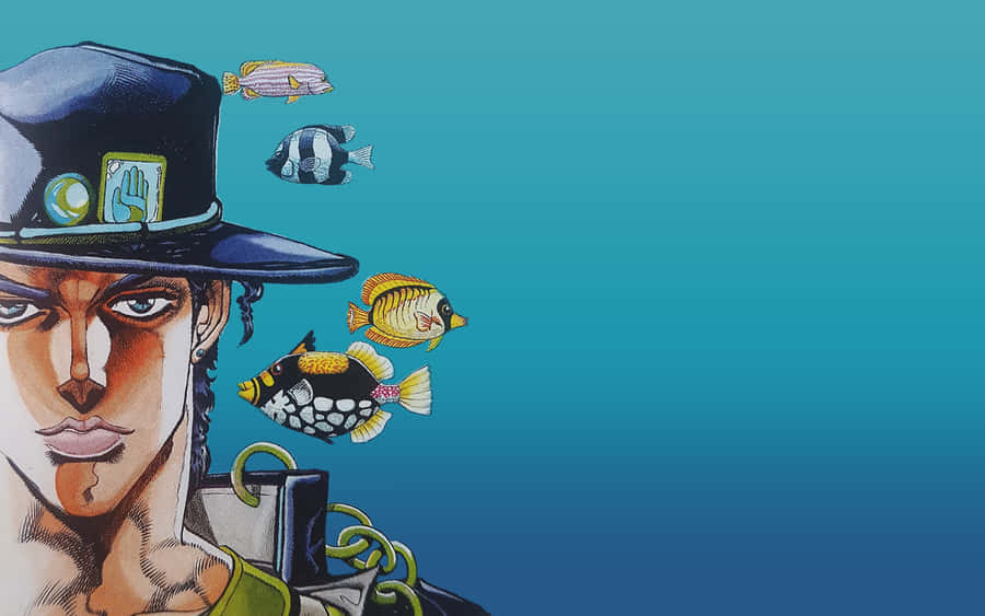 Jotaro Kujo In Iconic Pose Wallpaper