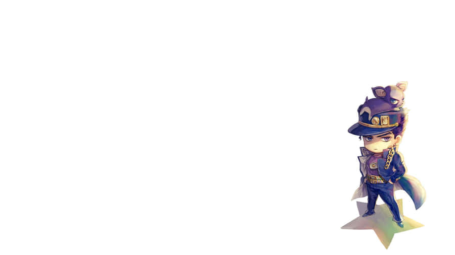 Jotaro Kujo Striking A Pose In Front Of A Fierce Battle Scene Wallpaper