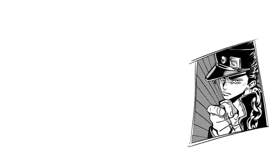 Jotaro Kujo Striking A Powerful Pose And Showcasing His Determination In The Heat Of Battle Wallpaper
