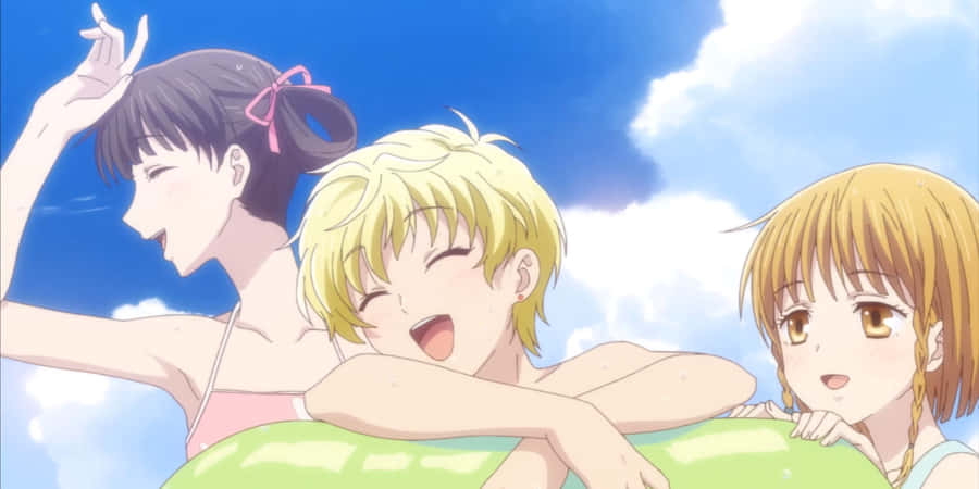 Joyful_ Anime_ Characters_ Summer_ Fun Wallpaper