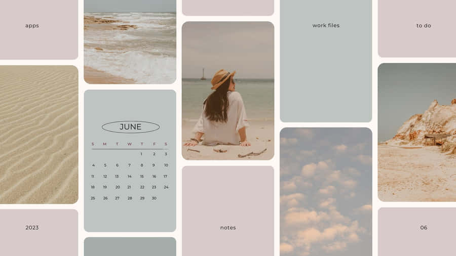 June Beach Aesthetic Collage Wallpaper
