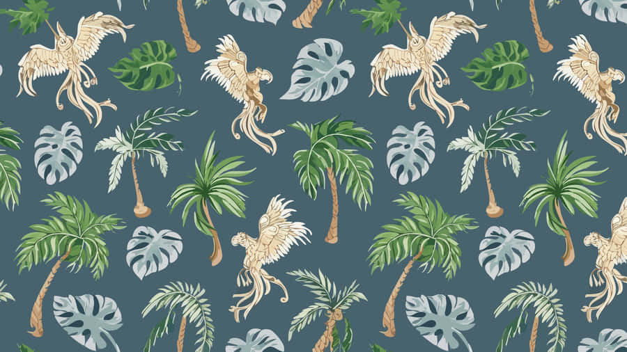 Jungle Print With Pegasus Wallpaper