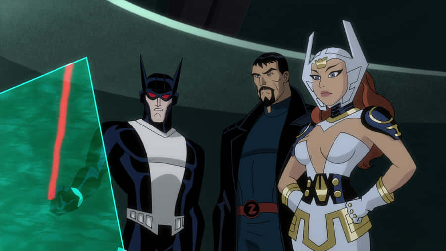 Justice League Gods And Monsters Featuring Batman, Superman, And Wonder Woman Wallpaper
