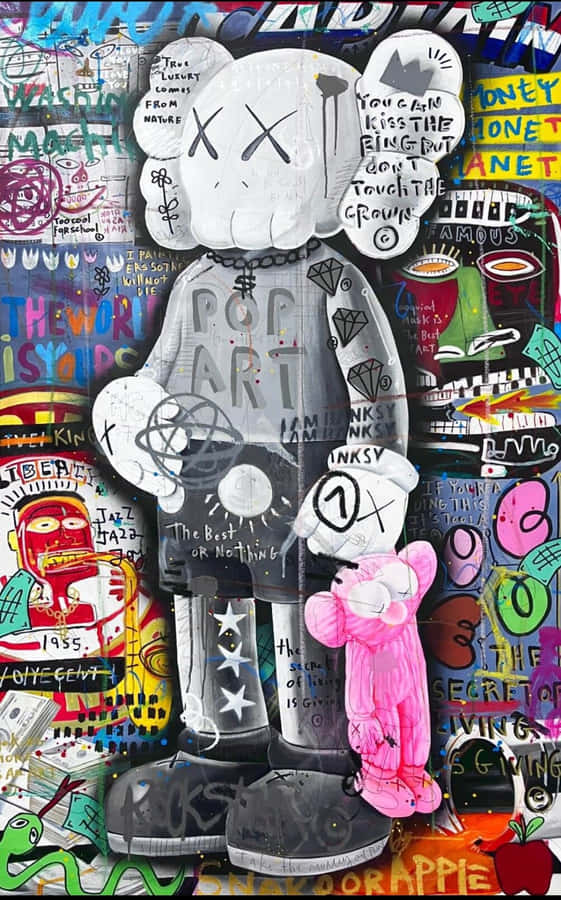 K A W S Character Graffiti Artwork Wallpaper