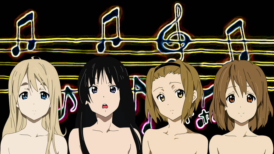 K-on Girls With Music Note Wallpaper