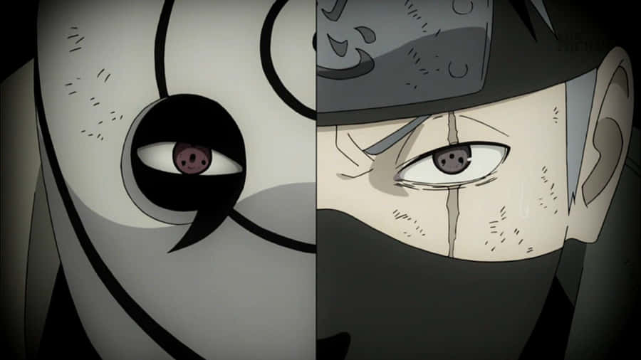 Kakashi And Tobi Face Off In An Intense Battle Scene - Naruto Shippuden Wallpaper