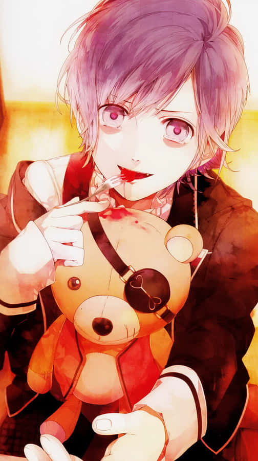 Kanato Sakamaki With Teddy Bear Wallpaper