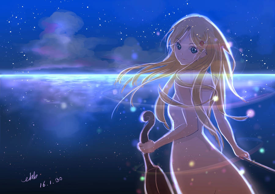 Kaori Explores The Depths Of Music In Anime Series, 'your Lie In April' Wallpaper