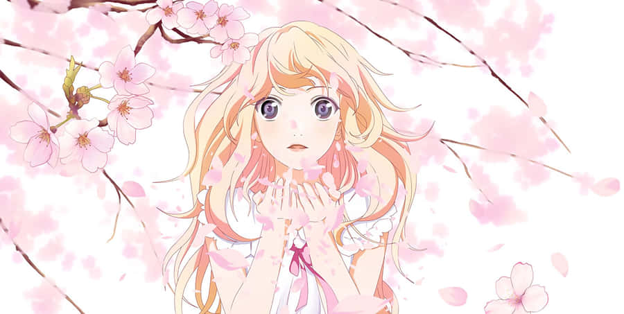Kaori Miyazono Cherry Blossoms Wallpaper