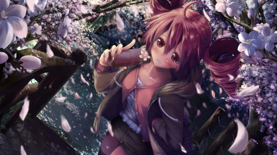 Kasane Teto Cherry Blossom Scene Wallpaper