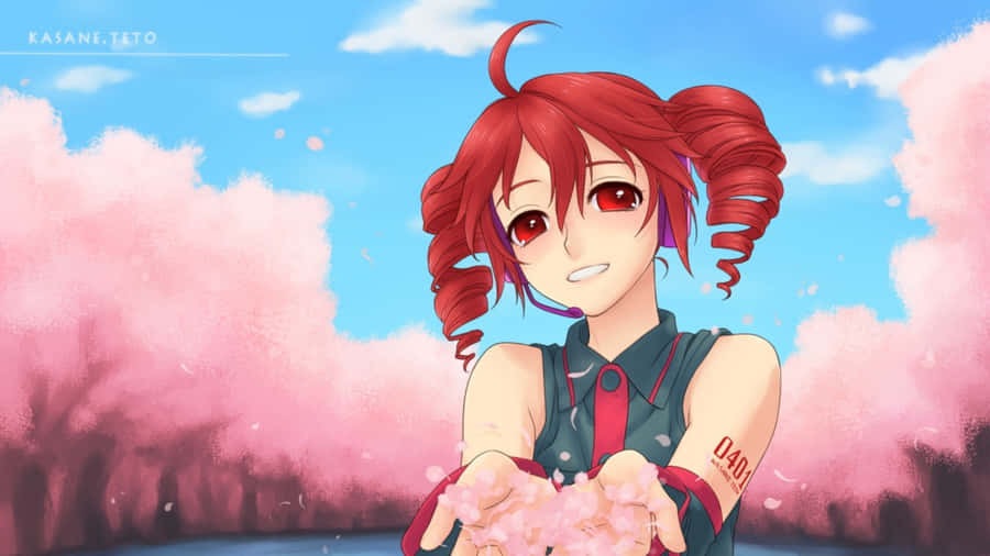 Kasane Teto Cherry Blossom Scene Wallpaper