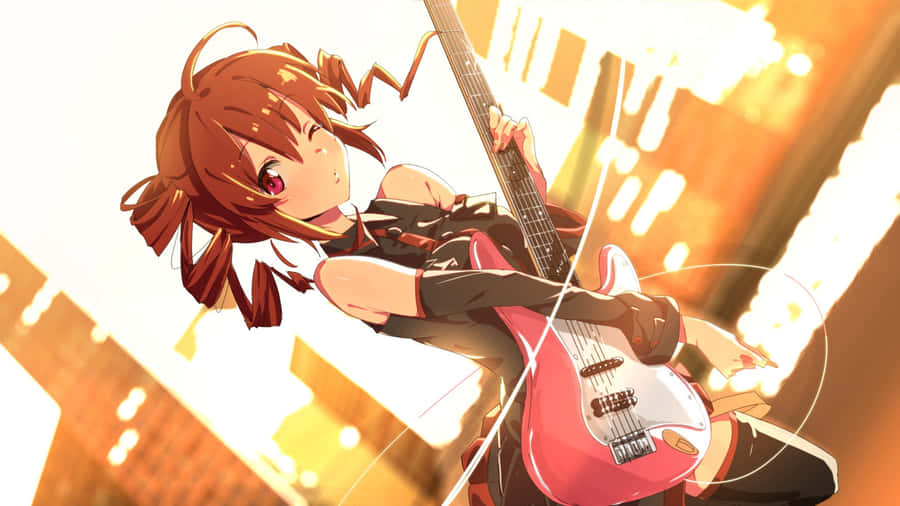 Kasane Teto Playing Guitar Wallpaper