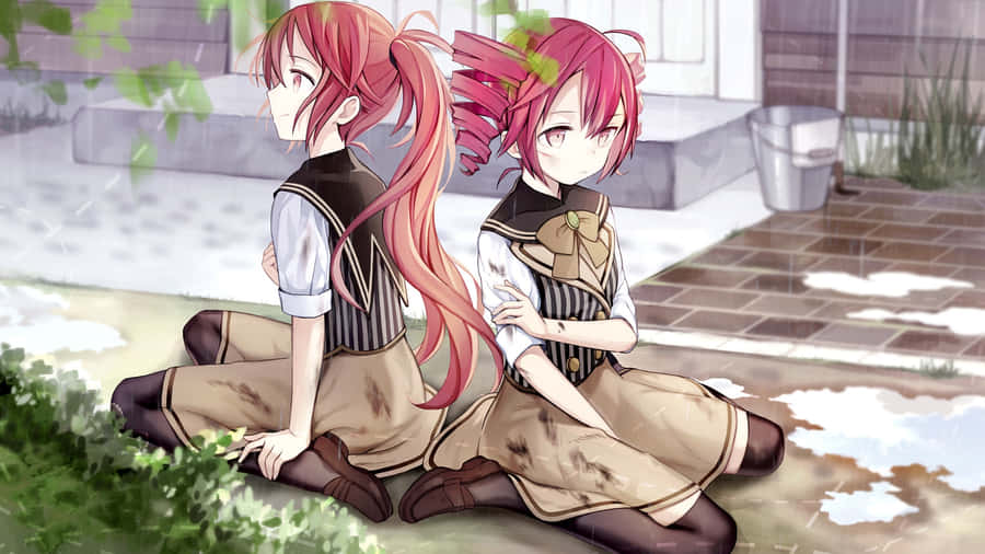 Kasane Teto Twins Sitting Wallpaper