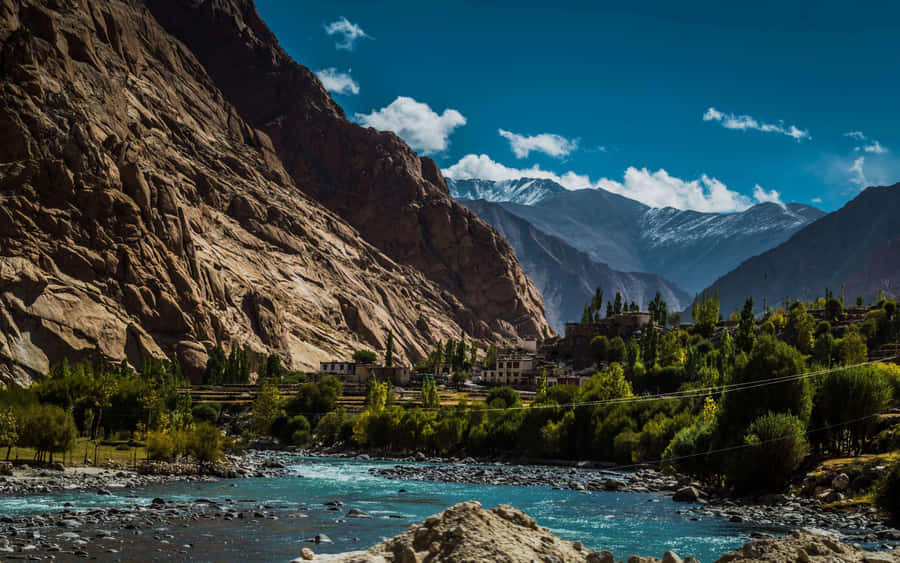 Kashmir_ Valley_ River_and_ Mountains Wallpaper