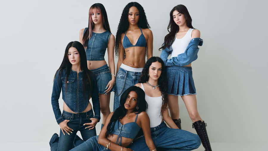 Katseye Denim Fashion Collection Wallpaper