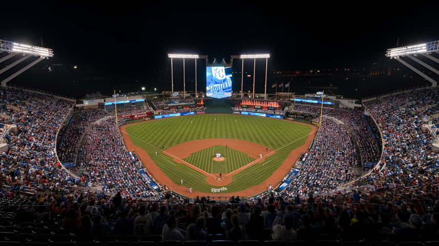 Kauffman Stadium Night Game Wallpaper
