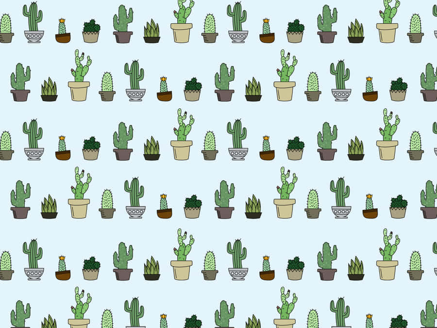 Kawaii Cactus: Adorable Cartoon Cacti Friends Wallpaper