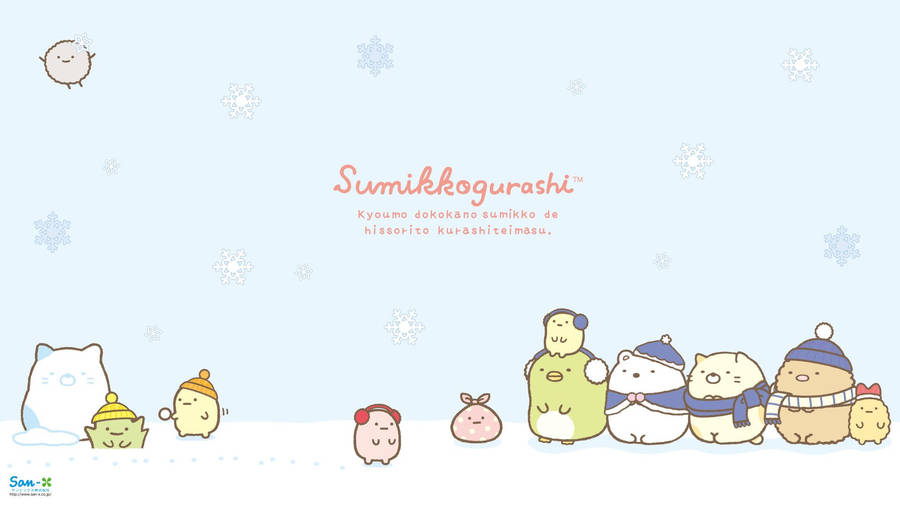 Kawaii Christmas Tiny Penguins Wallpaper